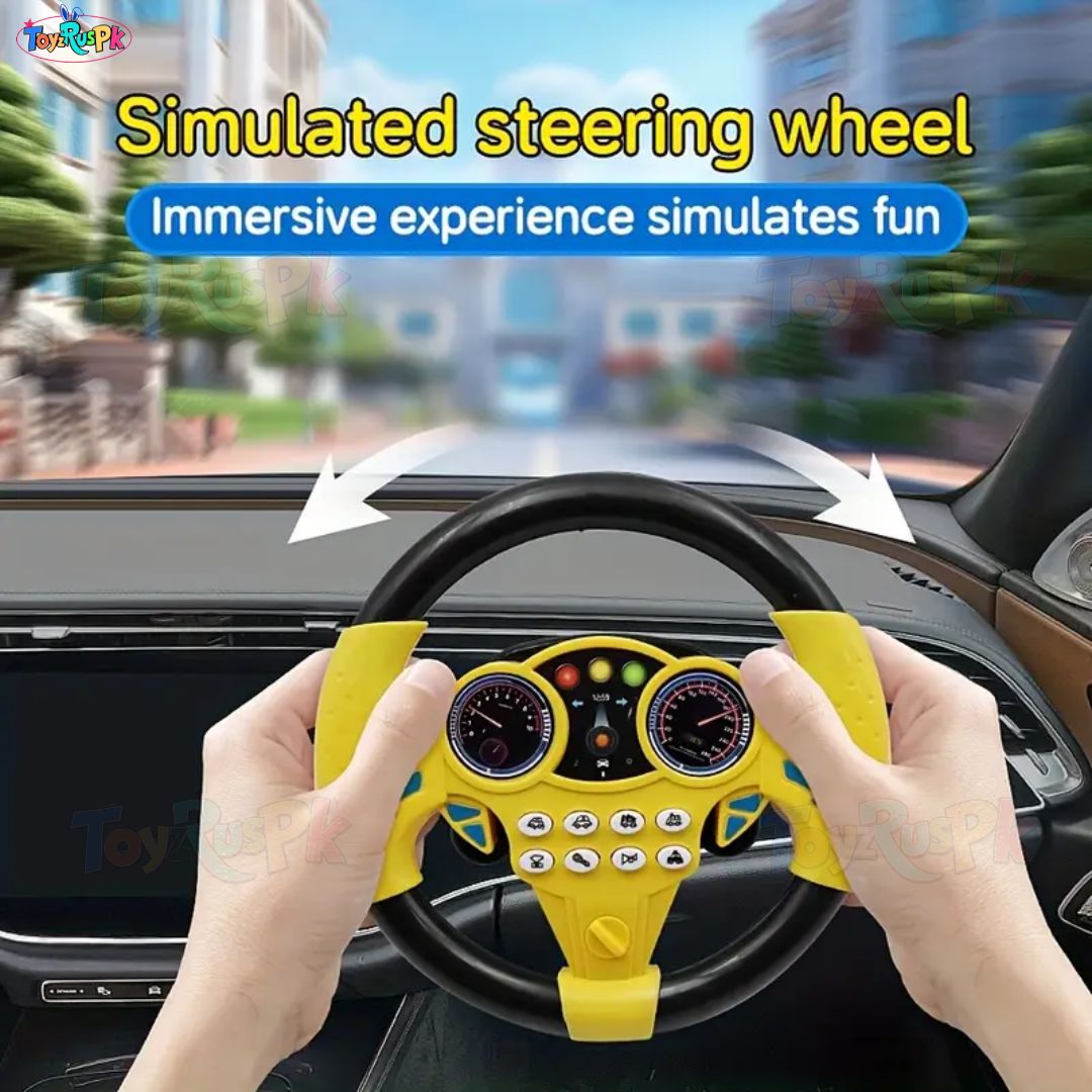 Kids Simulated Steering Wheel Toy | Interactive Car Driving Controller for Kids | Pretend Play Driving Toy with Sounds & Lights | Suction Cup Steering Toy for Babies & Toddlers | Educational Driving Toy for Boys & Girls | ToyzRusPk