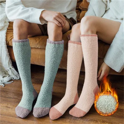 6 Pairs Men Women Winter Warm Thicken Thermal Socks Snow Boots Floor Socks  Add Velvet Soft Solid Color Cashmere Breathable Sock