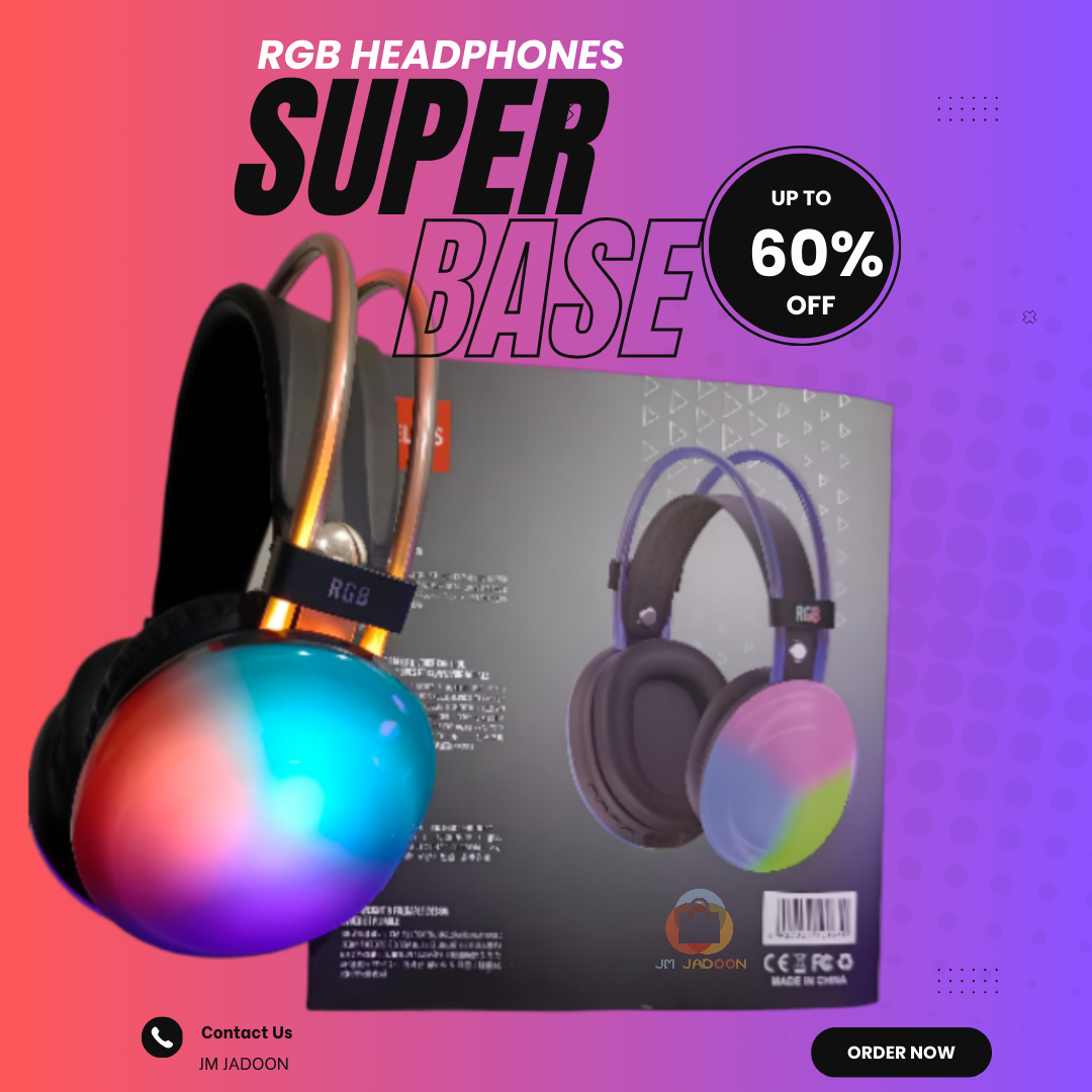 RGB Gaming  Headphone Bluetooth Gaming Headset Gaming Headphones with Microphone, High-Quality Stereo Audio, and 400mAh Battery