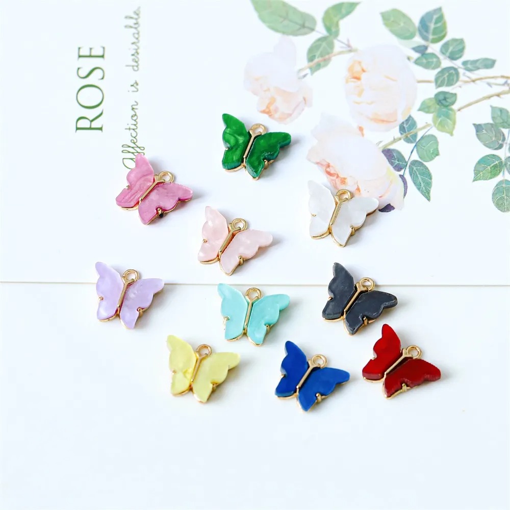 5/10/20 Pcs Trendy Alloy Charms Lovely DIY Animal Pendant Handmade Jewelry For Necklace Bracelet Acrylic Butterfly Pendant