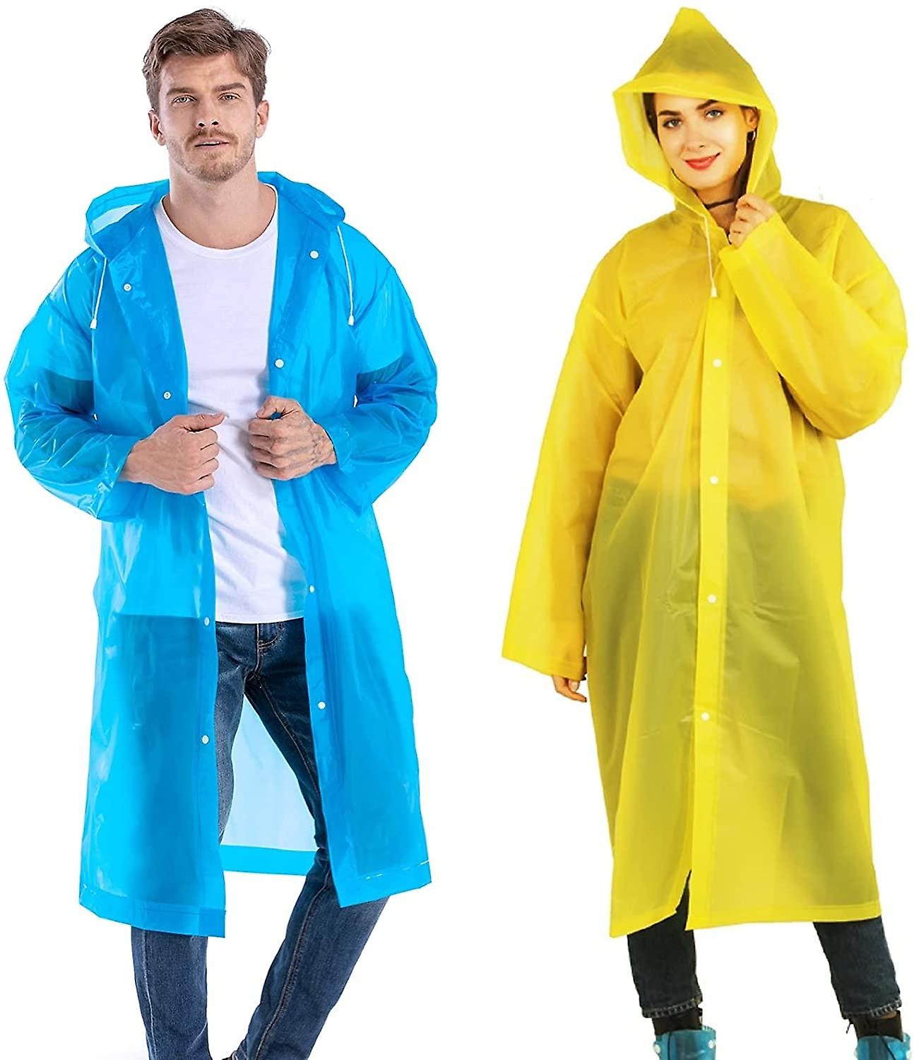 Raincoat -PVC Transparent Water Proof Reusable Poncho Rainwear with Hoodie & Travel Pouch for Adult,Unisex