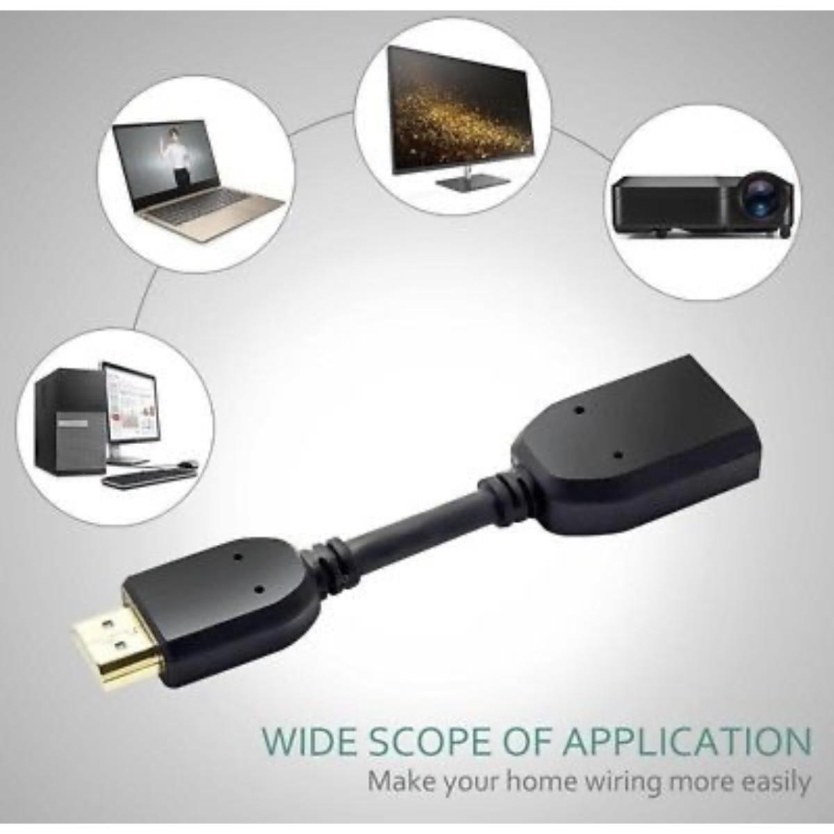 HDMI Male To HDMI Female Connector Cable - Length 10cm