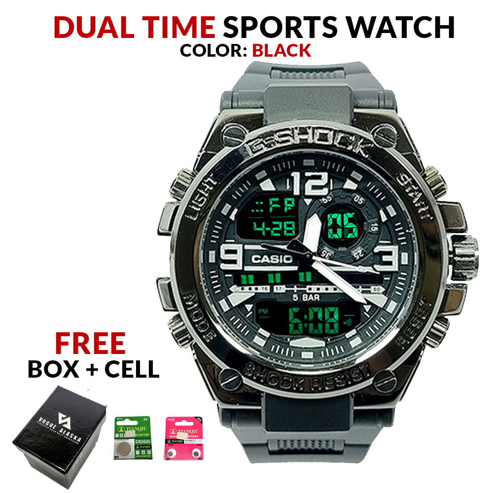 GSTW-300 Sports Fashion Metallic Dial Dual Display Chronograph 20BAR Water Resistant Sports Watch for Men