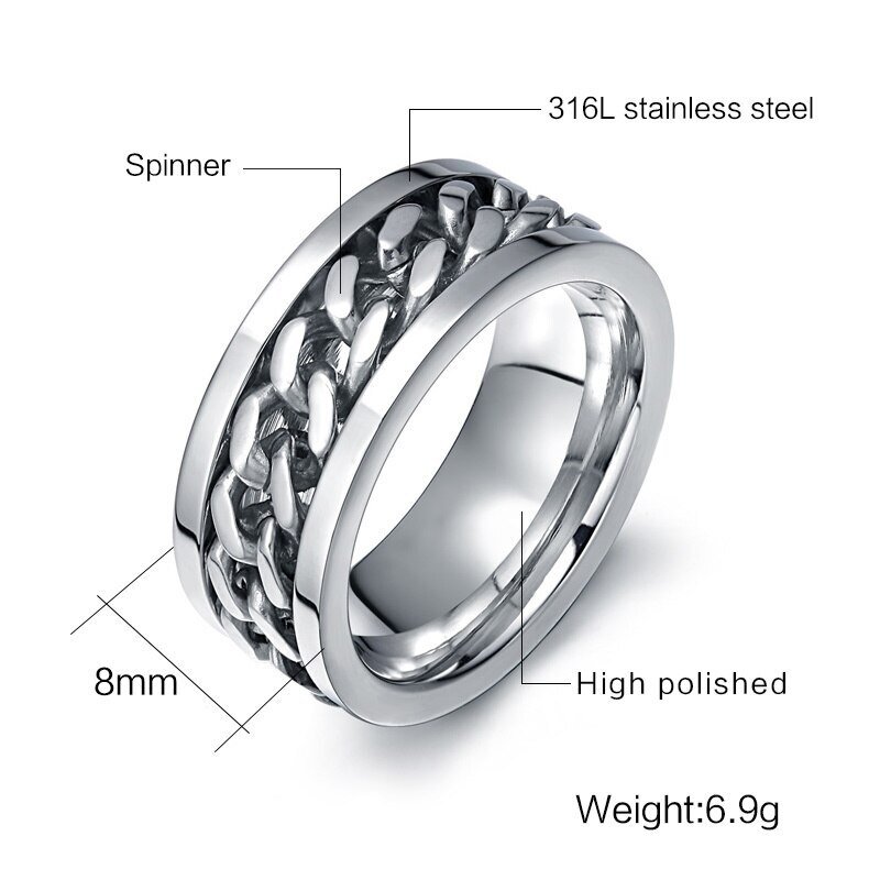 Hot Deal Set Of Spinner Ring & Cuban Link Chain For Men & Boys Jewellery Set Gift For Men