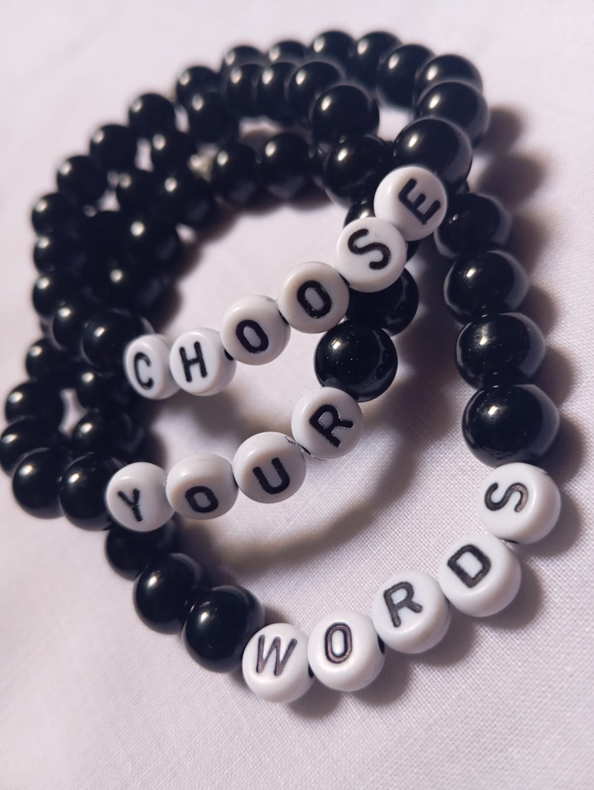 Beads Bracelet - Name Bracelet - Custom Beaded Name Bracelet – Personalized Letter Beads Bracelet for Girls and Boys | Adjustable Handmade Black & White Beads with Your Text or Message | Trendy Gift for Kids (Msg us the name you want on bracelet)