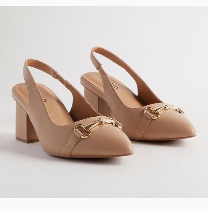 Block Heels For Women Slingback Pumps Synthetic Leather Elegant Buckle Style, Multiple Color