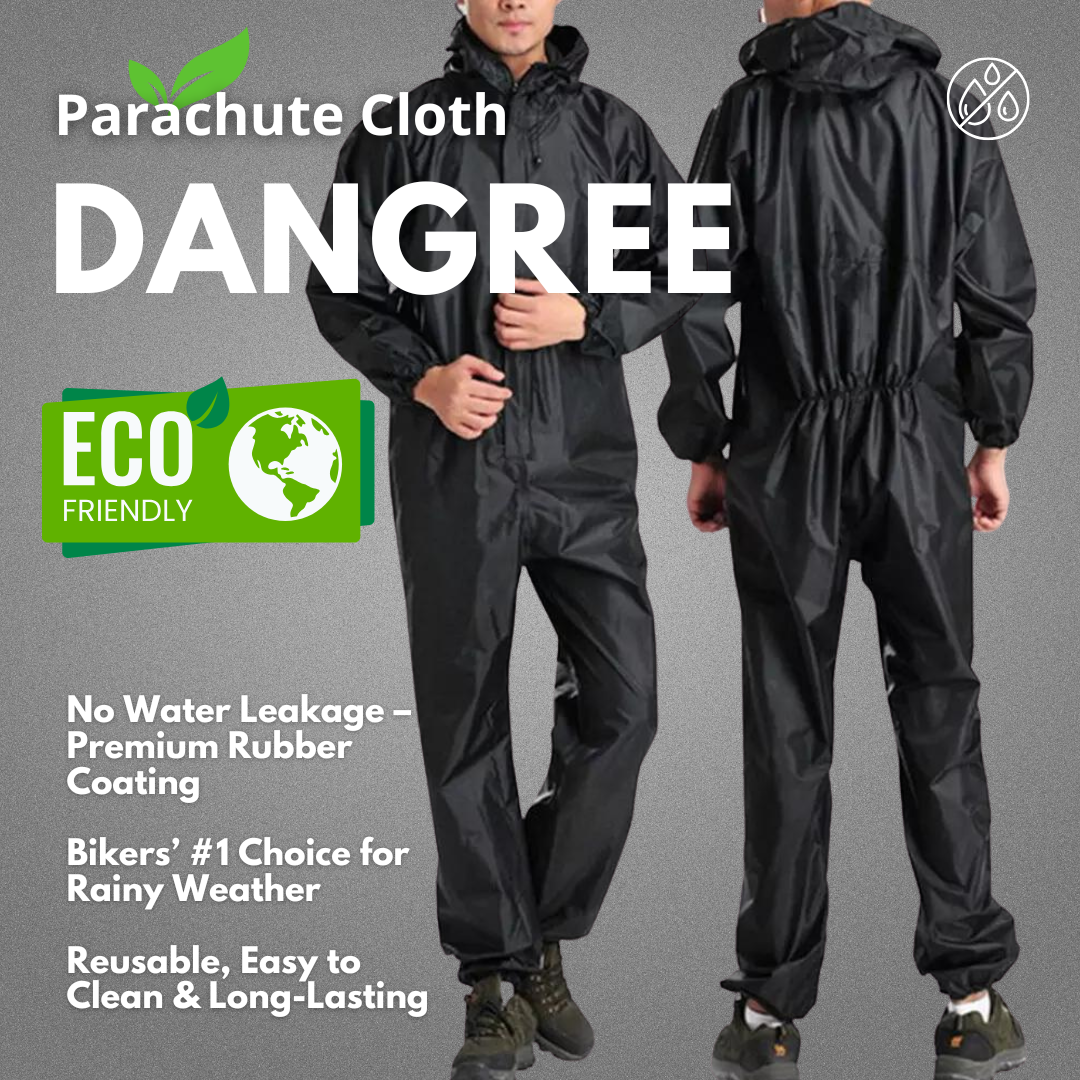 Dangree Rubber Coated Waterproof Full Body Rain Coat - Unisex Conjoined, Dustproof & Windproof, Motorcycle & Outdoor Activities Rainwear, Heavy Duty, Durable & Breathable for All-Weather Protection