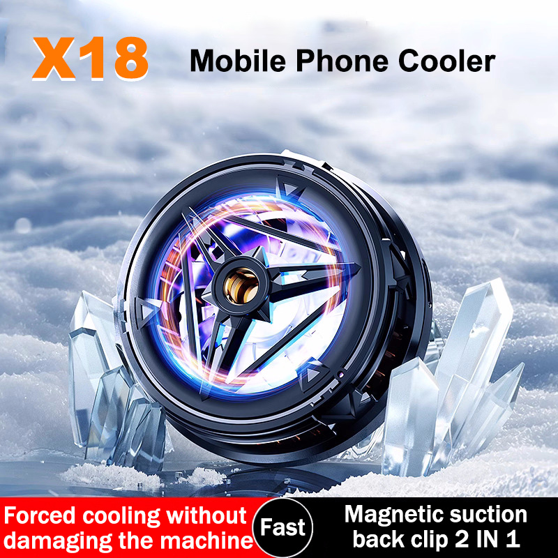 X18 Universal Mobile Phone Cooler Magnetic/Back Clip 2 IN 1 Semiconductor Cooling Fan Radiator for IOS Android PUBG Heat Sink