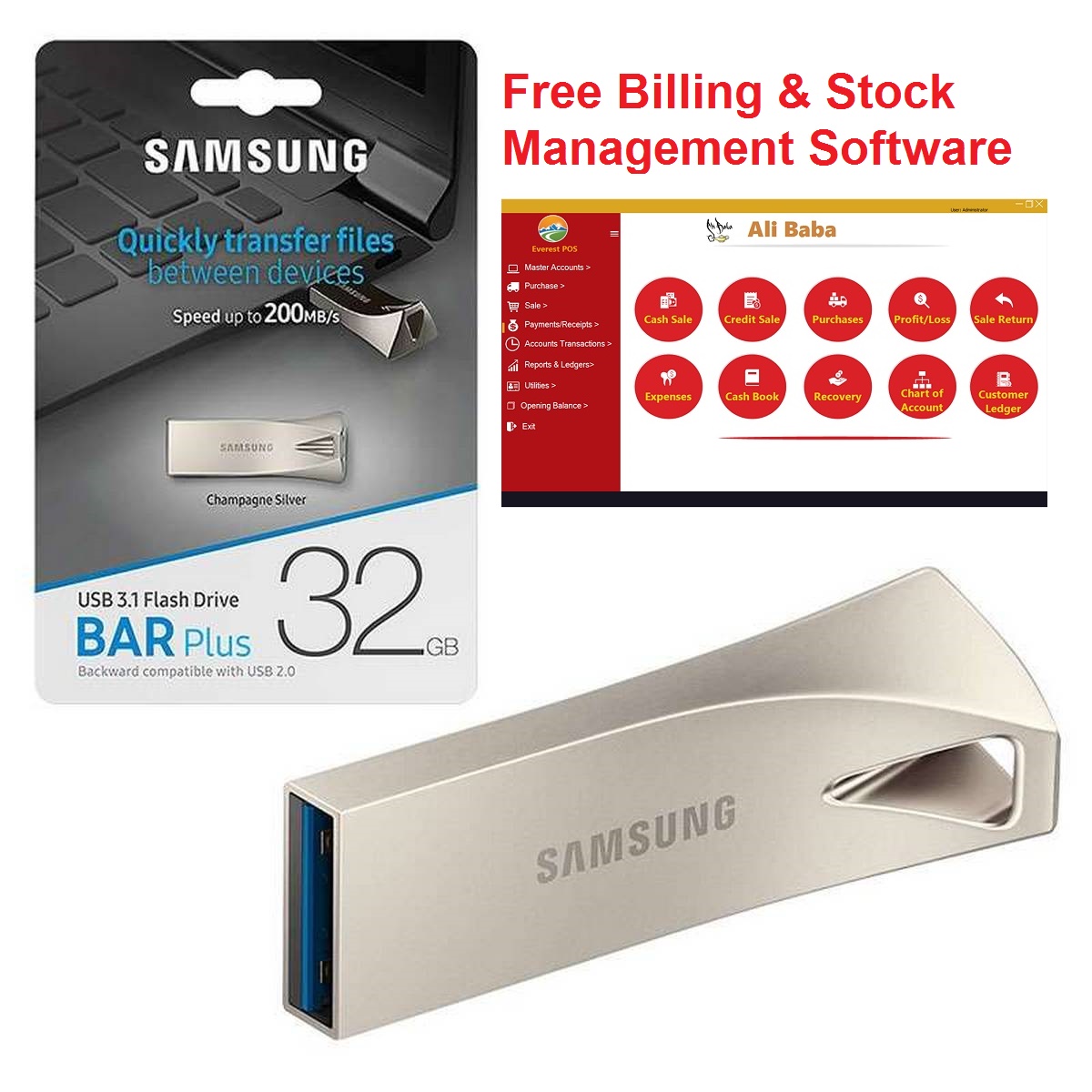 Flash Drive 32 GB USB High Speed with Free App