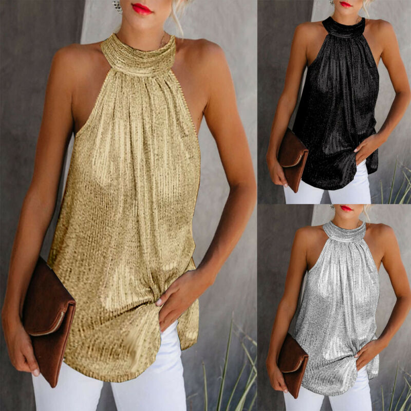 Gold high shop neck top