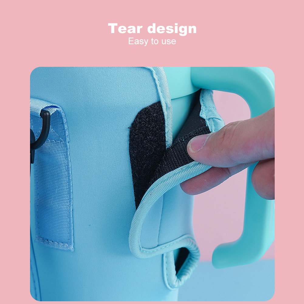 40Oz Water Bottle Carrier Bag With Phone Pocket For Stanley Quencher Cup With Handle Water Bottle Holder Pouch