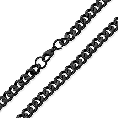 Black Stainless Steel Italian Thin Cuban Neck Chain For Men / Boys / Mens