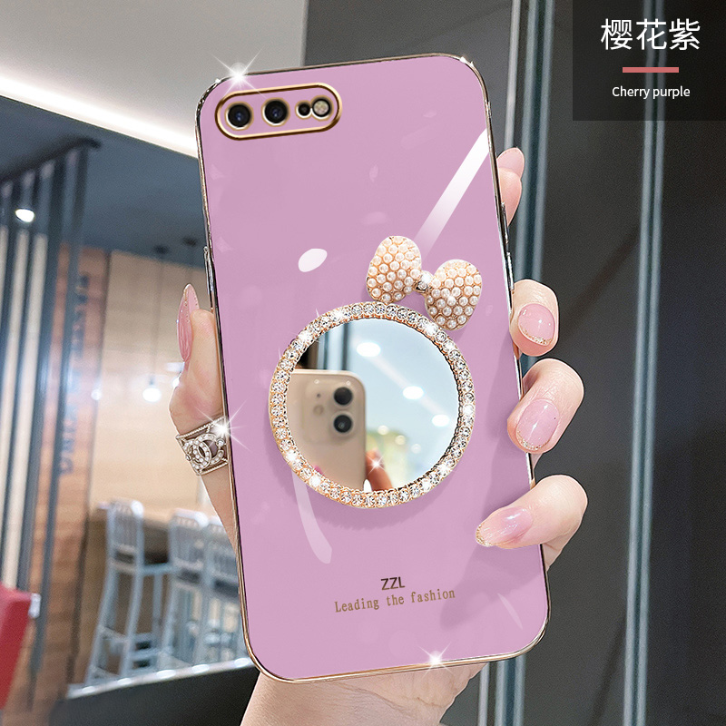 For iPhone Plus iPhone Plus Back Cover Bowknot Makeup Mirror