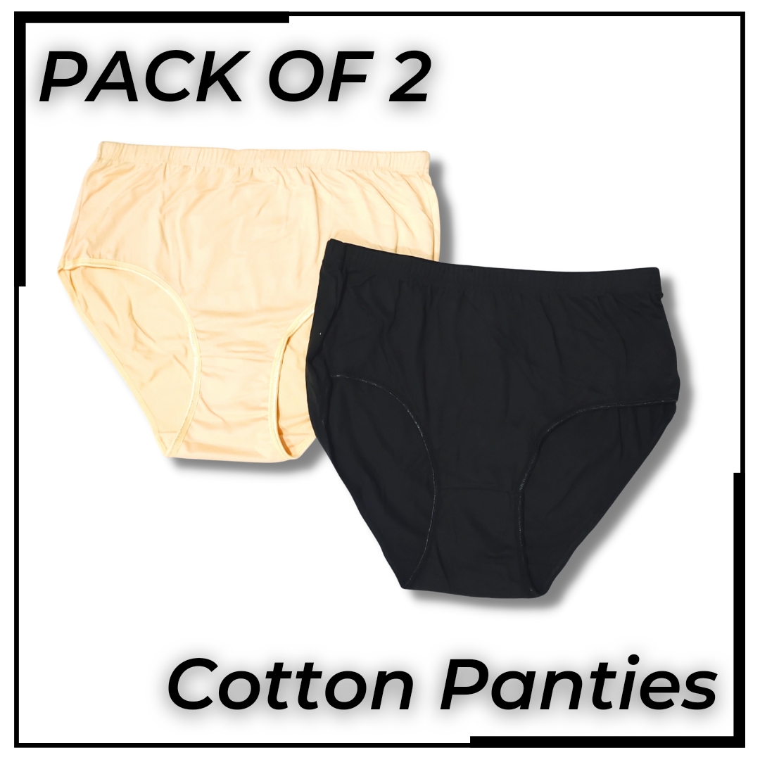 Pack of 2 Soft Cotton Jersey  Panties for Girls Women| Black Skin Color | Underware For Girls