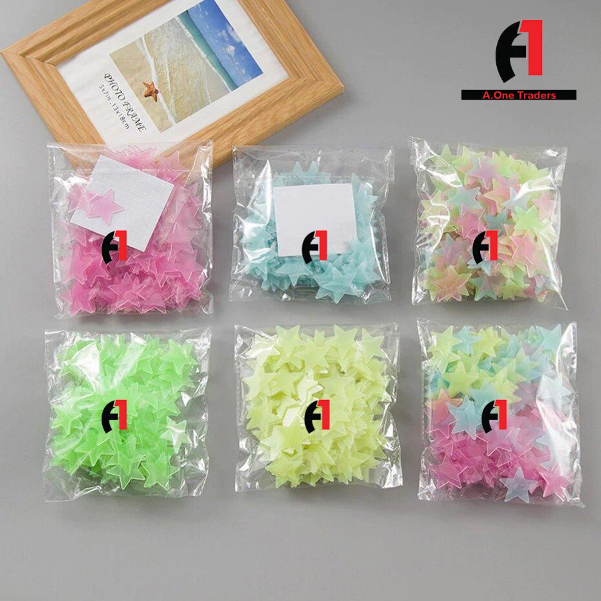 [High Quality] 100pcsGlowing star 3D stars stickers room decoration glow shine in the dark Luminous on Wall Glowing star Stickers for Kids Room living room decoration