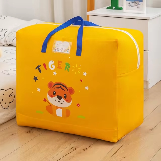 Women Handbags Luggage Foldable, Dino Storage Organizer Bag, Cartoon Pattern Double Zipper Quilt, Bedsheet, Blanket Storage Box