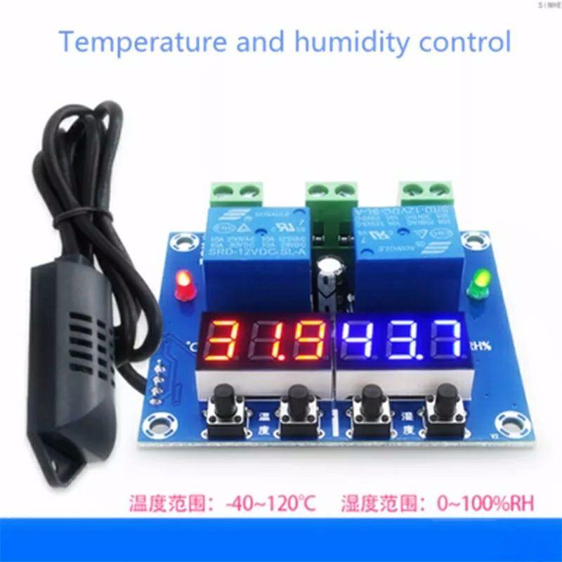 M452 DC 12V LED Digital Thermostat Temperature Humidity Control Thermometer Hygrometer Controller Relay Module AM2301 Probe ZFX-M452  For Incubator parts