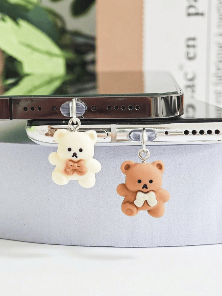 Mobile phone dust plug  with new teddy bear accessory decoration, suitable for Type-C Port, Type-C dust Plus For Mobile phone