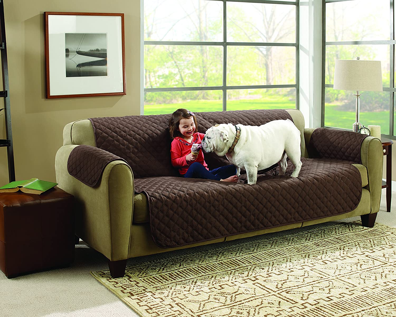 microfiber couch and dogs