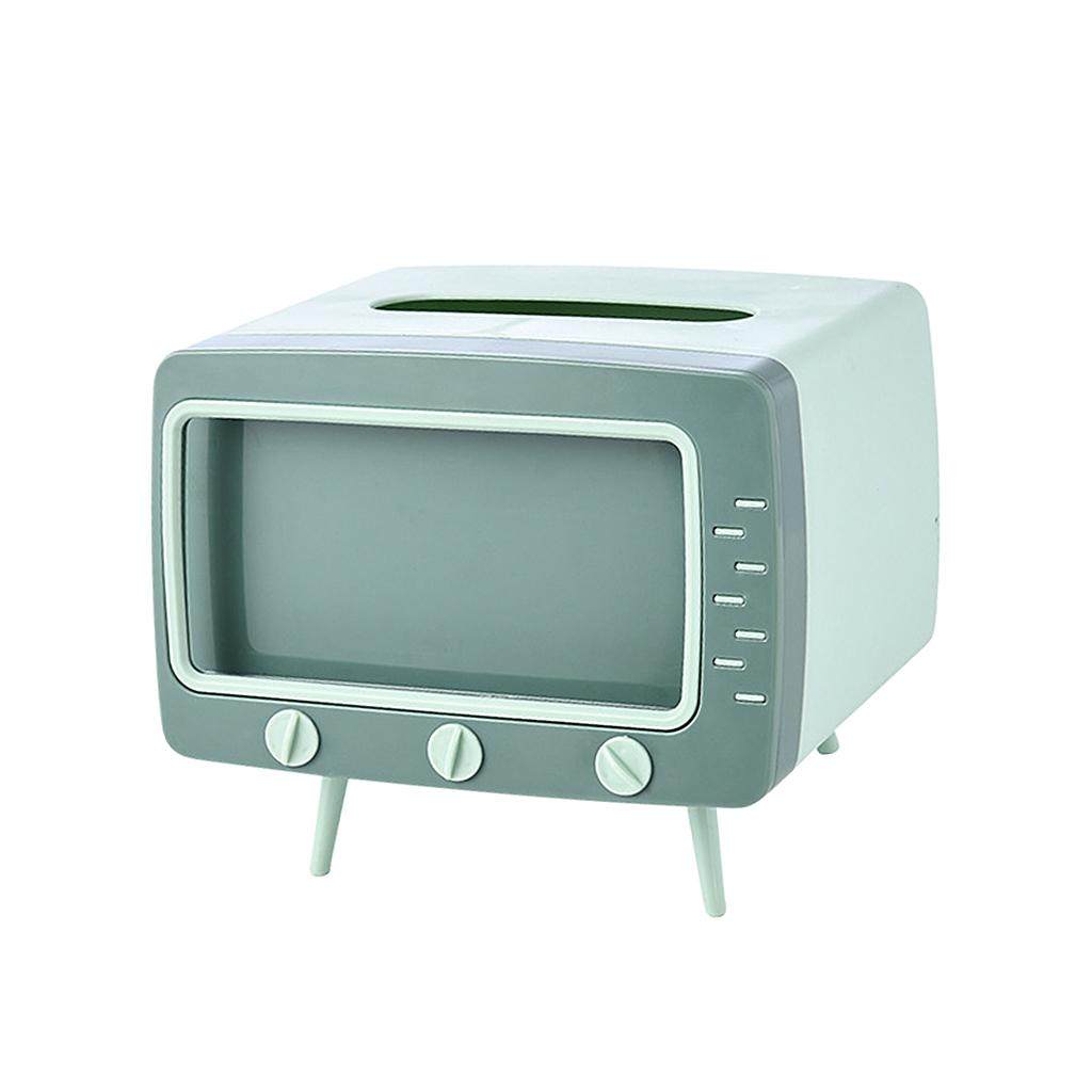 Tv Tissue Box + Mobile Phone Stand Desktop Tissue Napkin Holder Case