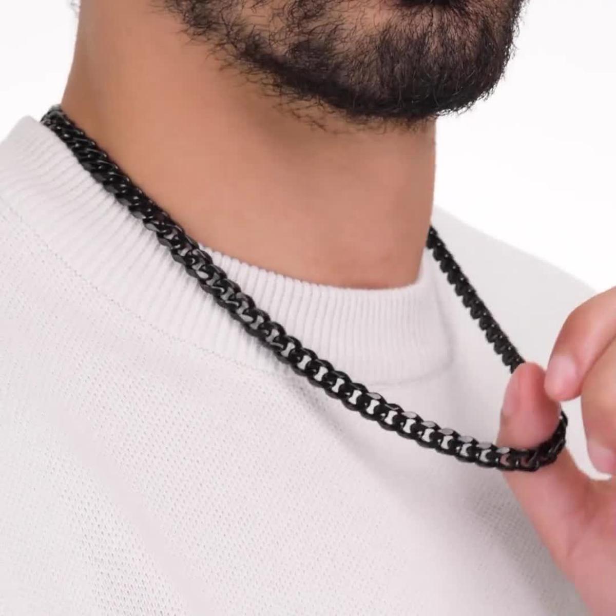 Silver/Black/Golden Stainless Steel Italian Thin Cuban Chain For Men/Boys Neck