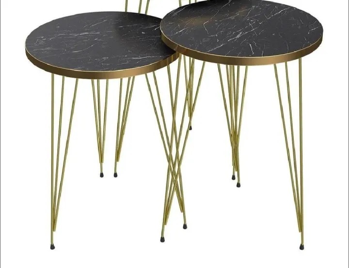 2 pcs/3 pcs Round Coffee Table HIGH Gloss Nesting End Tables - Round Wood Stacking Coffee Side Accent Tables with Metal Legs for Living Room, Home Office, Nightstands for Bedroom, Sturdy Easy Assembly - 2 Pieces Nesting Table set for living Room