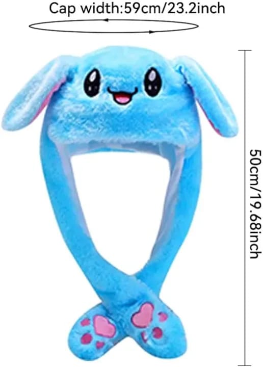 Bunny Hat Moving Ears – Plush Rabbit Hat – Press Paw to Move Ears – Cute Funny Bunny Cap with Animated Ears – Soft Plush Winter Hat for Women, Girls & Kids – Cosplay, Birthday Gift, Party & Photography Accessories