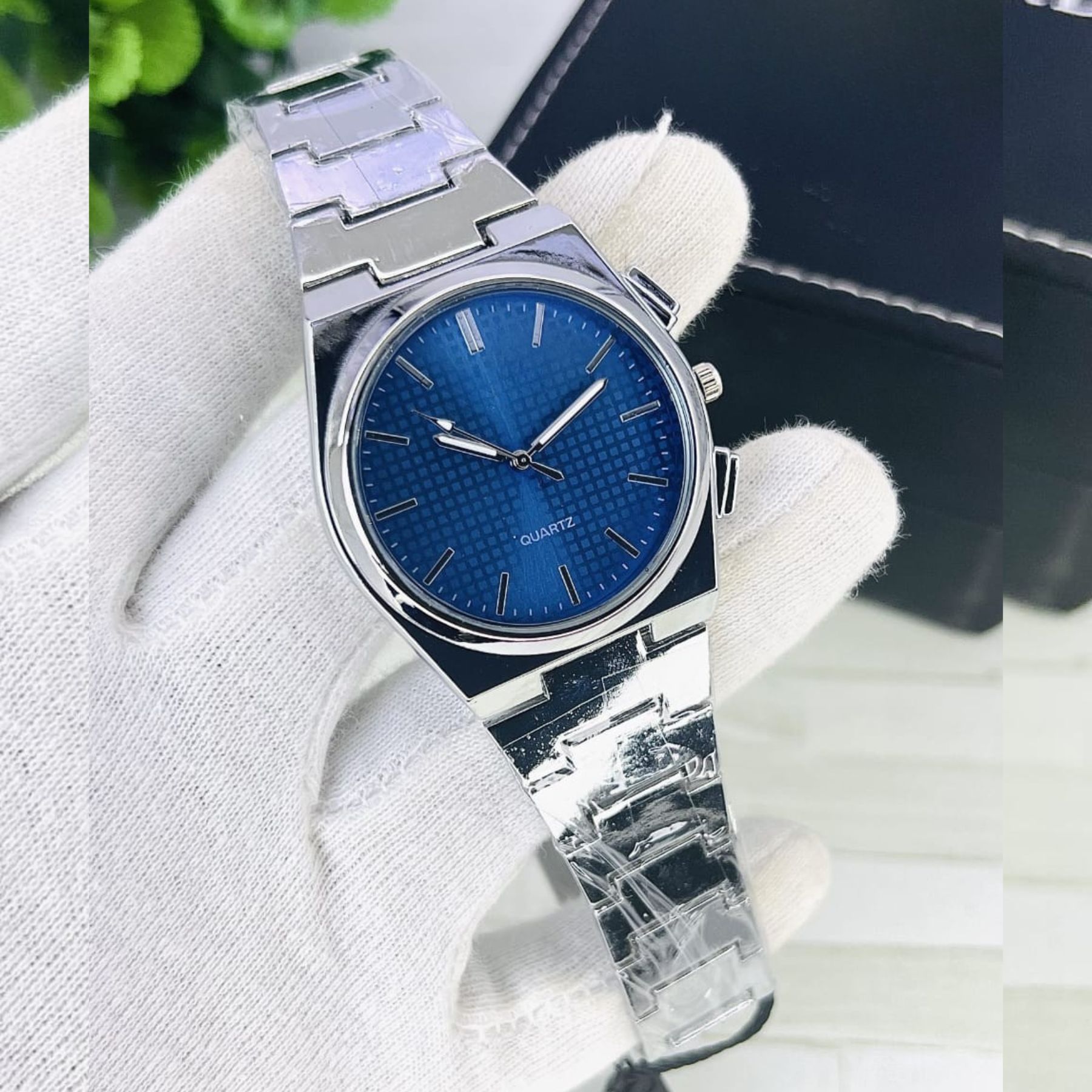 Bin-b Nautilus Watch for Men Stainless Steel Strap Quartz Watch Business and Ultra Thin Style Multiple Colors