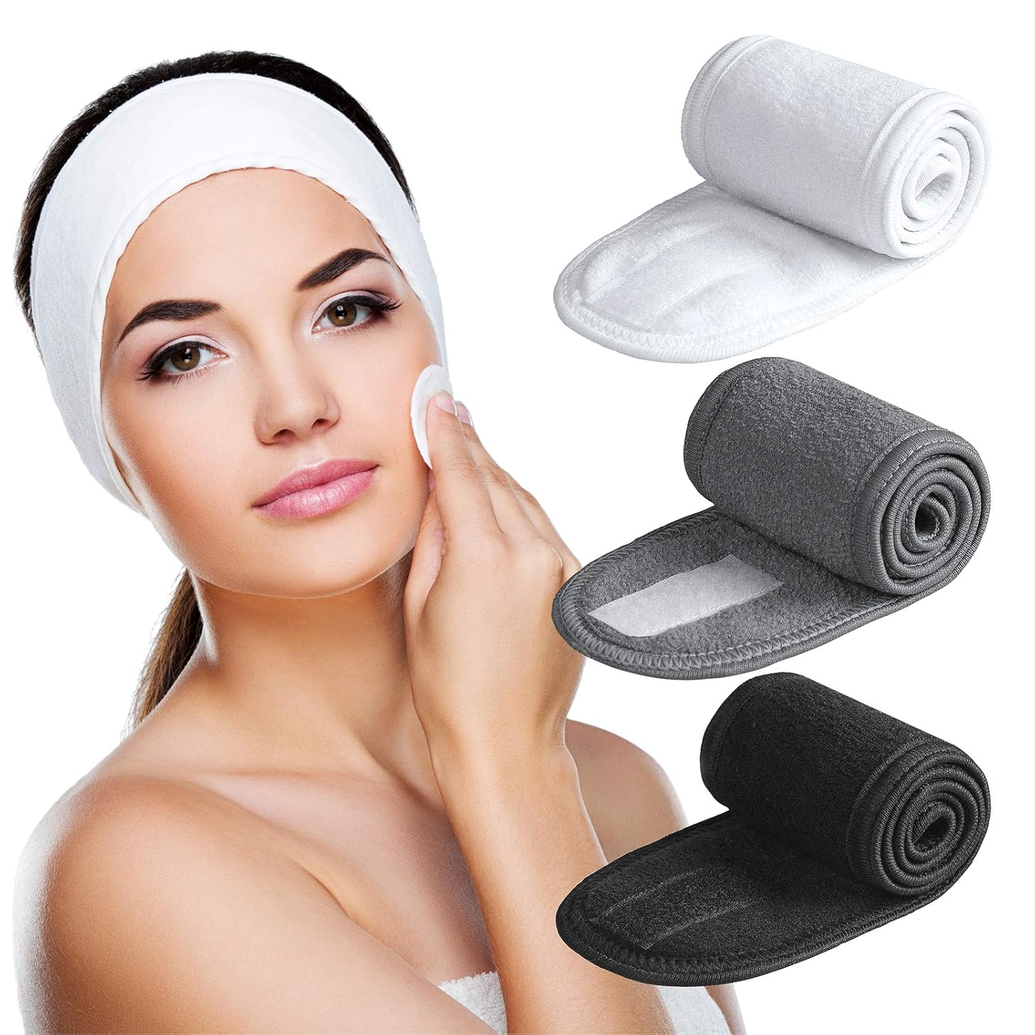Spa Headband for Women – Ultra Soft Adjustable Face Wash Headband, Makeup Headband, Skincare Hair Band, Shower Headband, Sports & Beauty Facial Headband