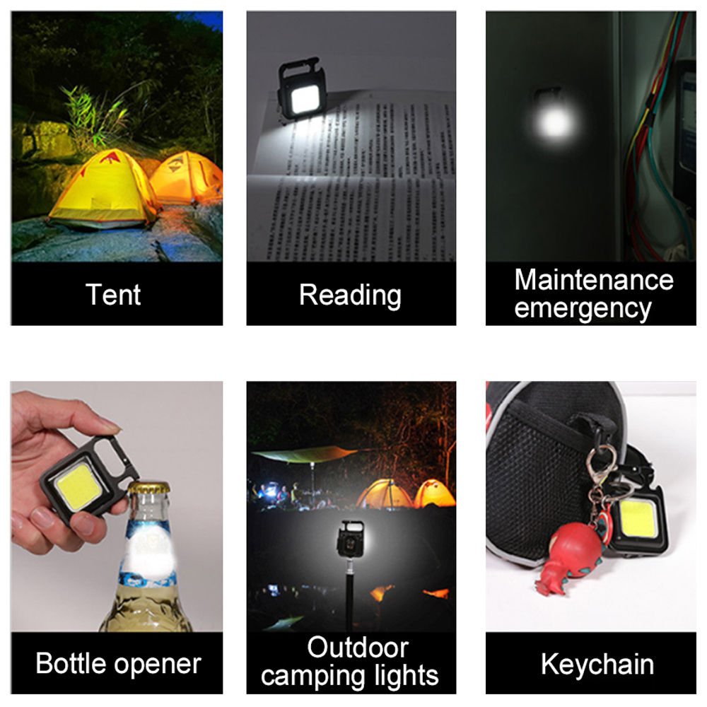 Dynamic Life Metal COB Keychain Flashlight 800 Lumens Multifunction COB Work Light Portable Pocket Led Light 3 Modes Rechargeable Emergency Light Corkscrew Camping Lantern Magnet Design Fishing Lamp Outdoor, Home, and Office