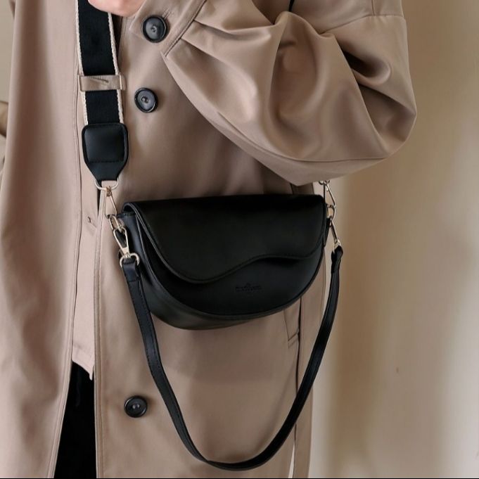Premium Smooth PU Leather Compact Square Crossbody with Bold Wide Red Strap Bag for Women - Chic Mini Satchel
