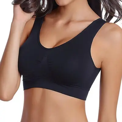 Sports Women Stretch Bra Seamless Comfort Padded Yoga Crop Top Vest Sleep  Bra Wireless Bras Sleep Top Tank Female Sport Bras