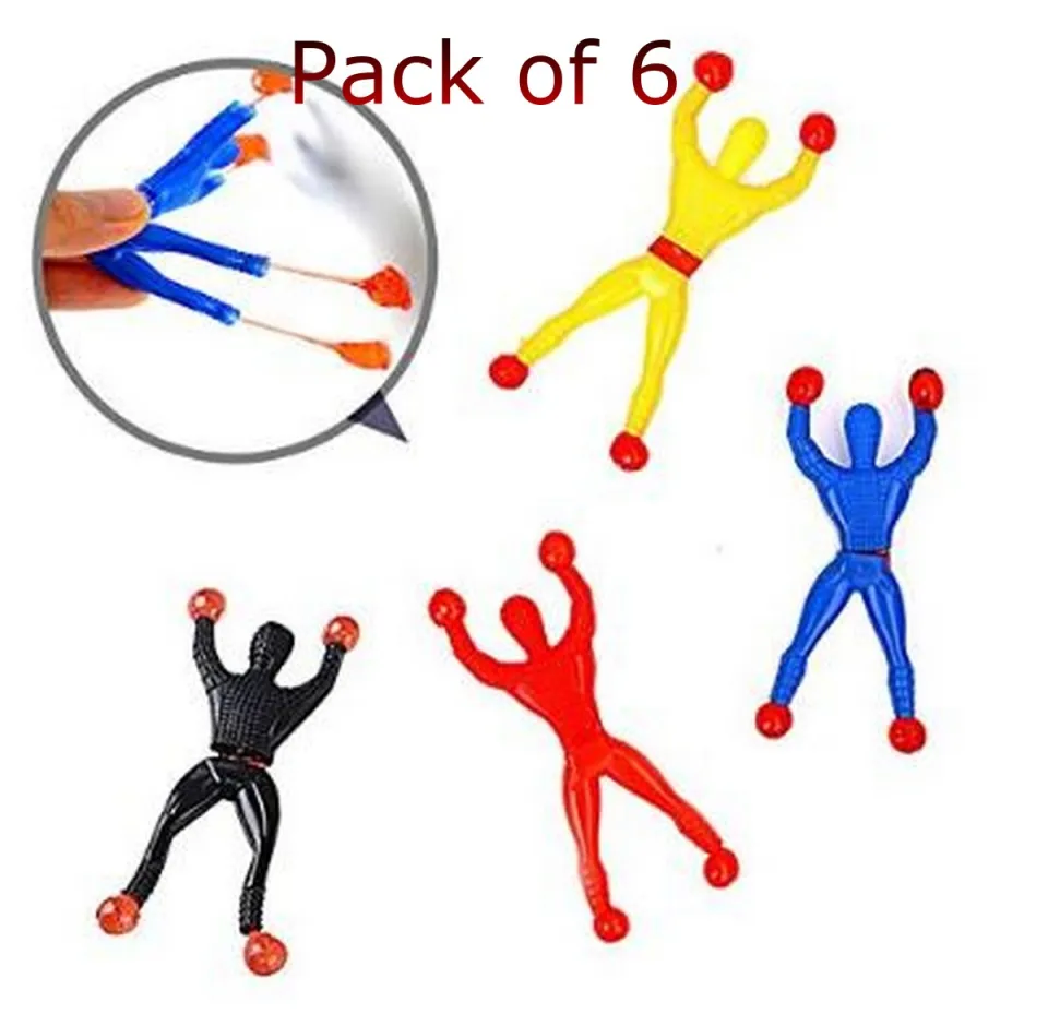 Daxoon Sticky Spider Man 6 Pieces Funny Elastic Wall Climbing Spider Man for Children Gift Random Colour