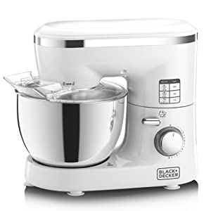 Black & Decker 1000W Stand Mixer, White/Silver - Sm1000-B5, Mixed Material