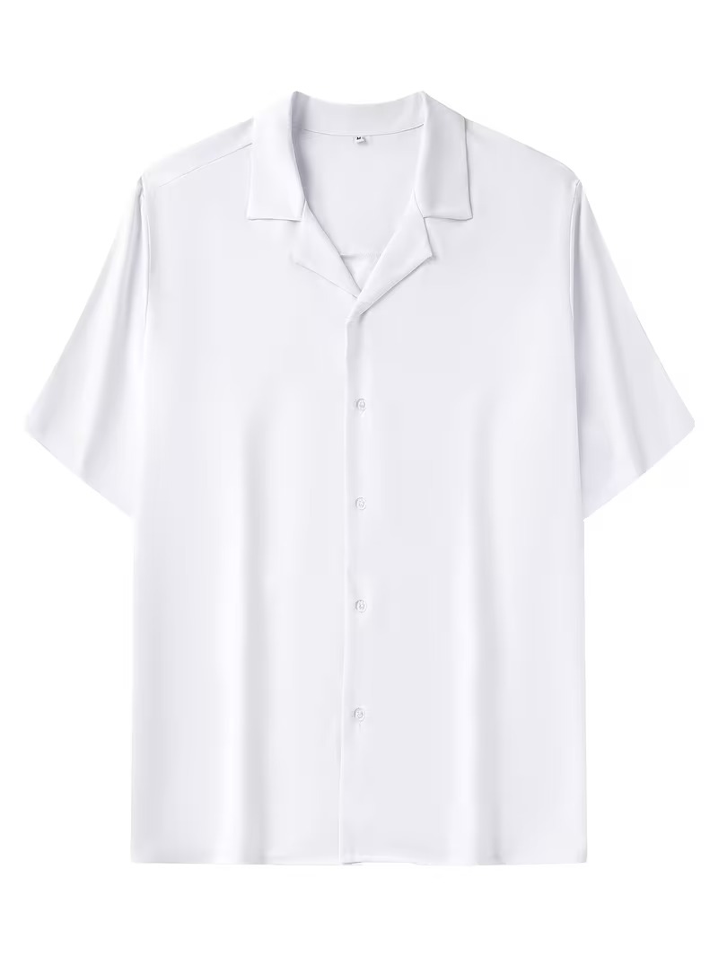 Men's Solid Color Short-Sleeve Shirt, Versatile Casual Fashion Top with a Stylish Lapel Collar. Features a Regular Fit for a Relaxed Look, Trendy and Fashionable. Soft, Skin-Friendly, Comfortable, Breathable, and Moisture-Wicking with Durable