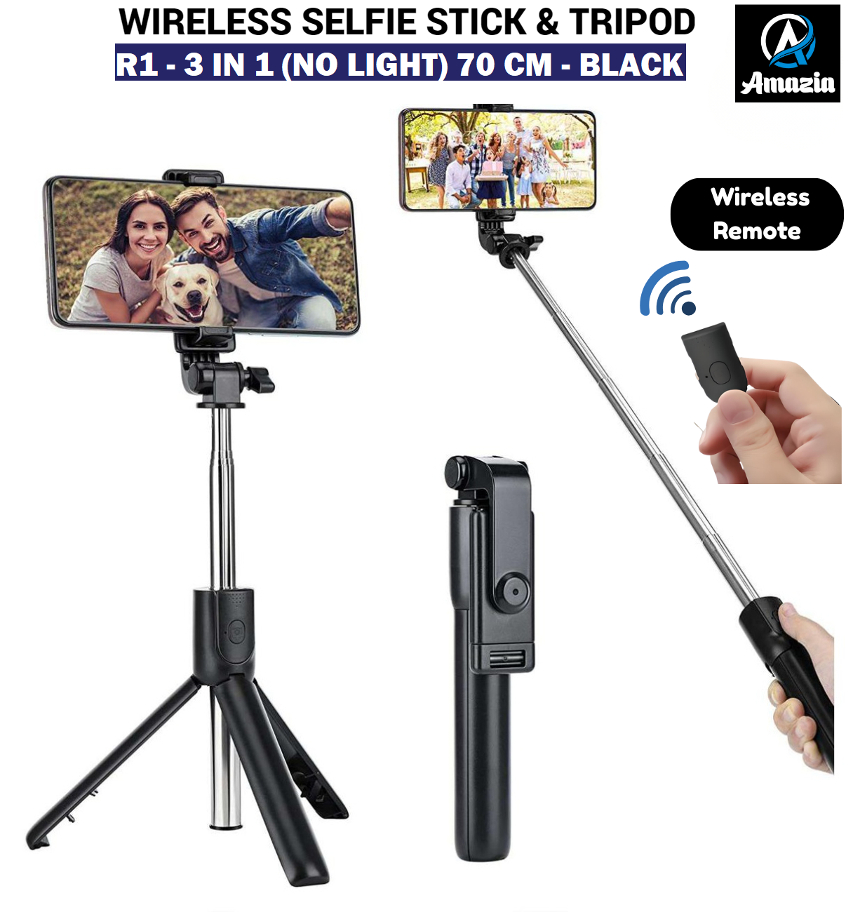 70cm Original 4 in 1 Wireless Selfie Stick Come Vlogging Kit Tripod (WITH LED LIGHT) Selfie Light Mobile Holder With Fill Light Shutter Remote Control For IOS Android For Tiktok Vlogging Photography , Live Streaming , Cooking Videos , PodCast & Skethching