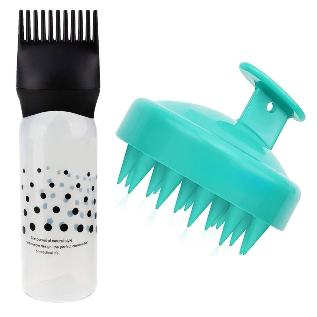 Shampoo Massager Brush Scalp Hair Scrubber with Hair Dye Applicator Brush Bottles Dyeing Shampoo Bottle Oil Comb Hair Dye Bottle Applicator Hair Coloring Styling Tool