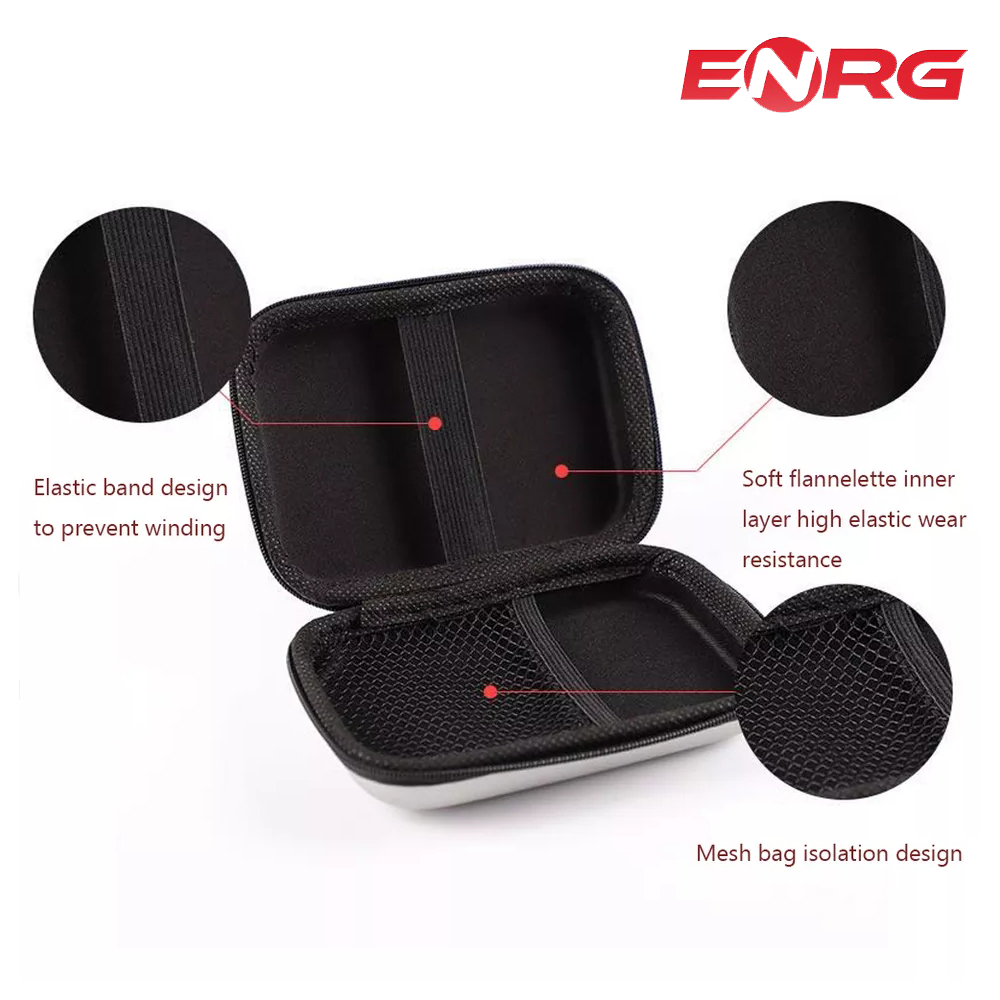 ENRG Storage Hard Case Cover For Carrying Earphone Earbuds Handfree SD Card Fast Charging Cable Charger USB  Wireless Mic Keys Other Mini Accessories Shape Pouch Zipper Fabric Saftey Mini Box Zip Cute Beautiful Travel Stylish