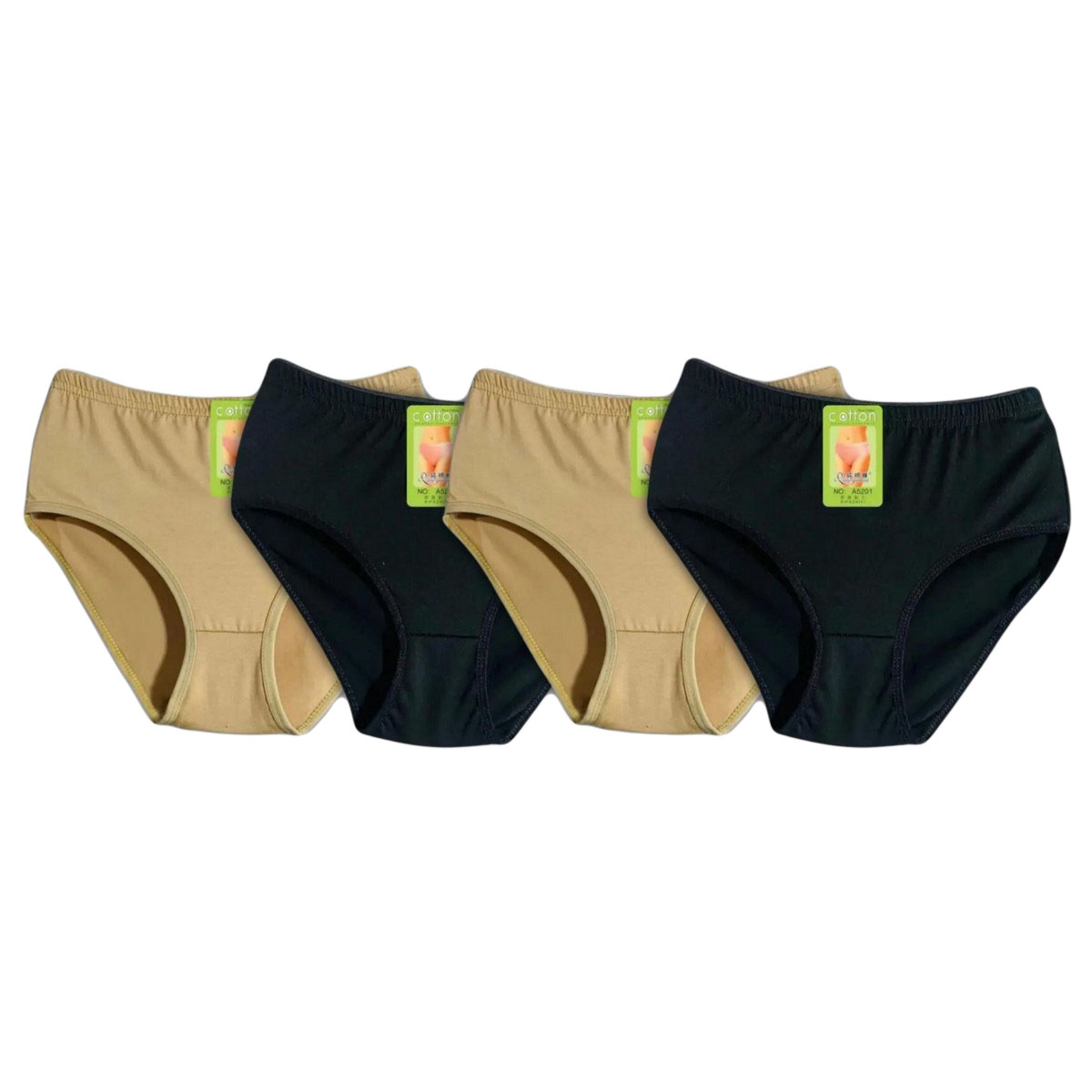 Pack of 4 Soft Cotton Jersey Underwear Panties for Girls Women| Black Skin Color