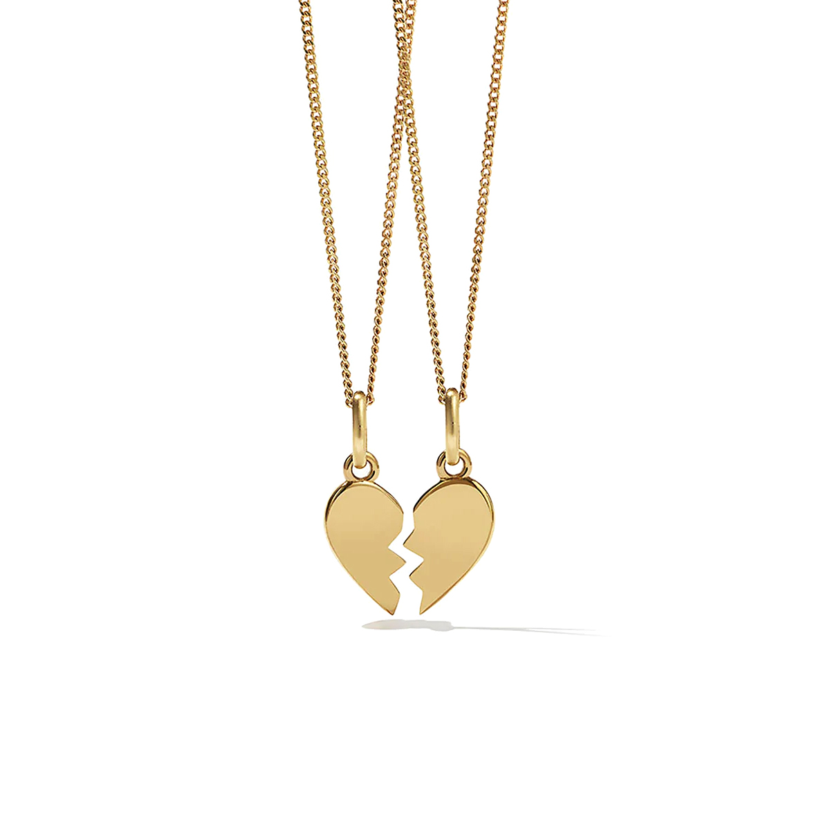 Pcs Set Golden Heart Broken Pendant Necklace With Chain For