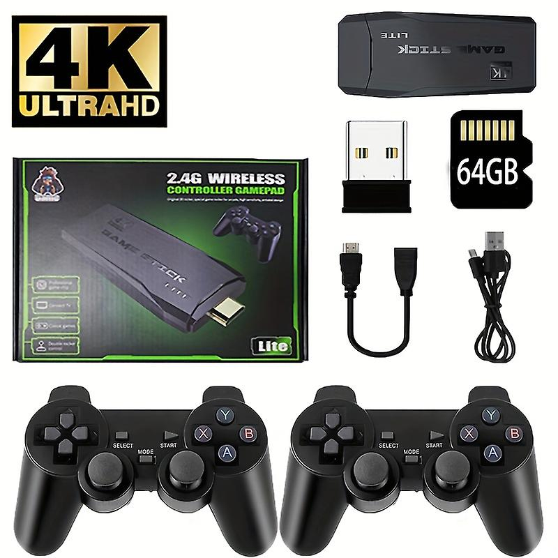 Wireless Retro Game Console, Plug and Play Video Game Stick Built in 10000+ Games,9 Classic Emulators, 4K High Definition HDMI Output for TV with Dual 2.4G Wireless