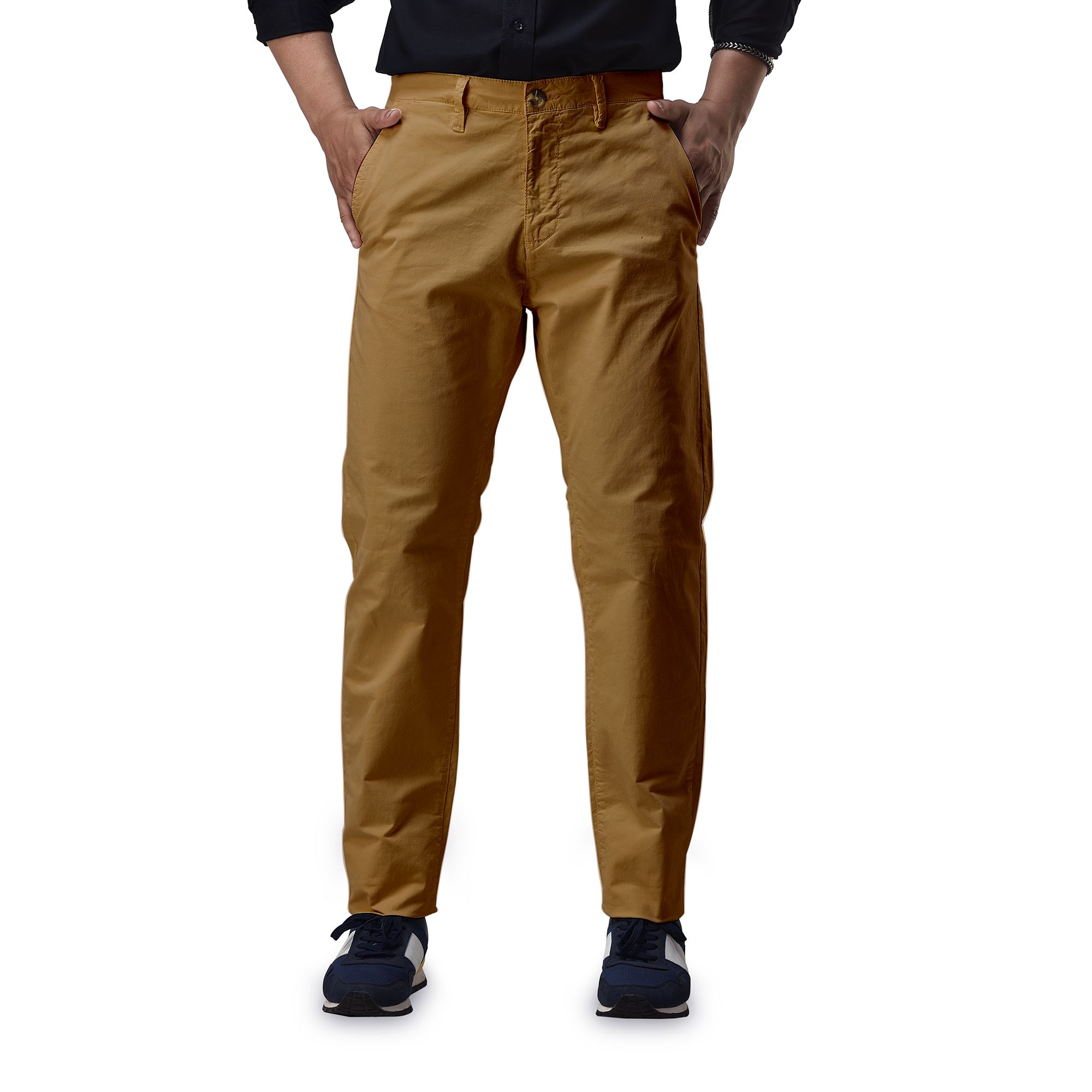 Men's Stretchable Chino Pants Full Length Regular Fit in Solid Colors