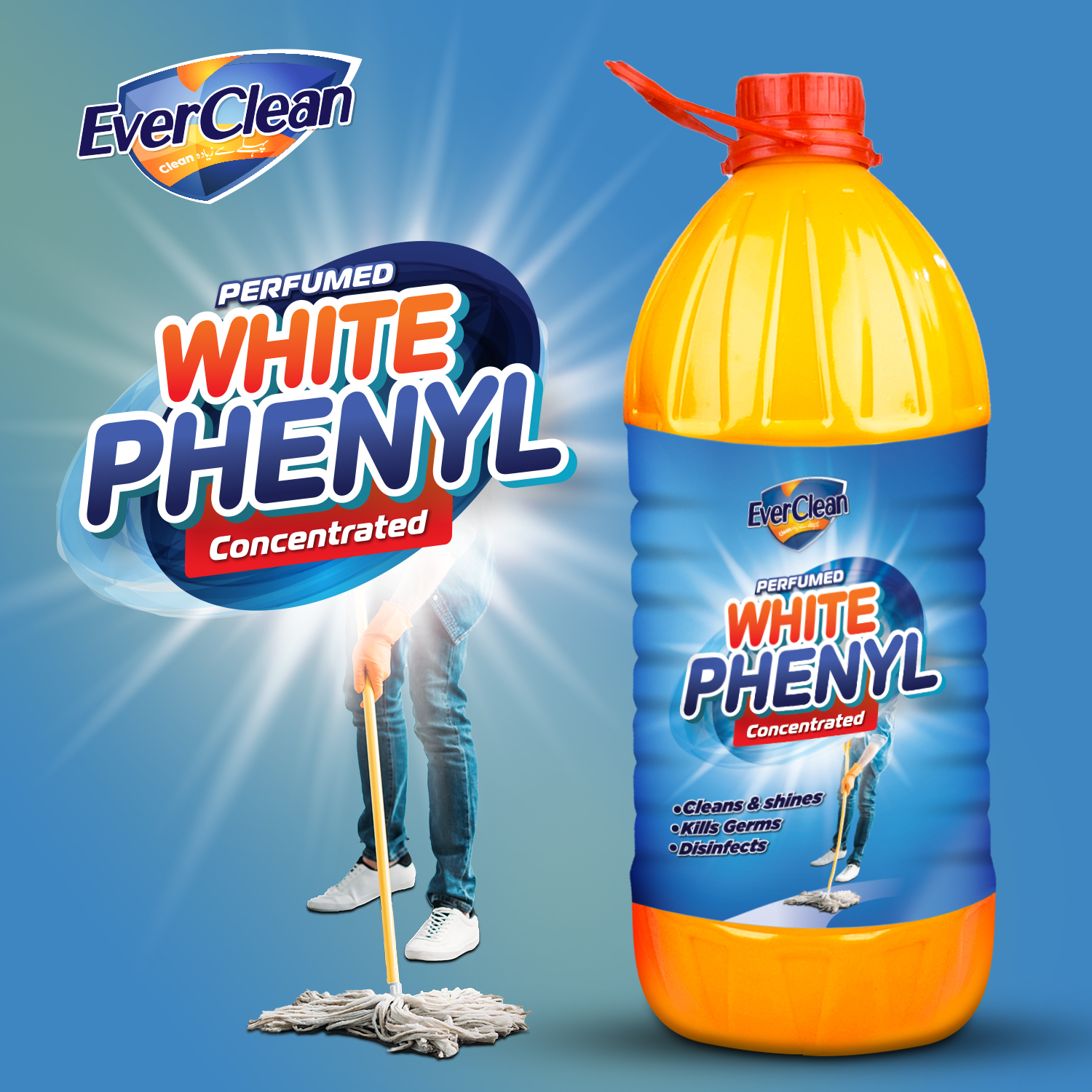 Ever Clean Phenyl - Disinfectant Phenyl Antibacterial Phenyl With Mild Fragrance - Concentrated Phenyl - Phenyl Washroom Cleaner - Phenyl Floor Cleaner 2.75litre