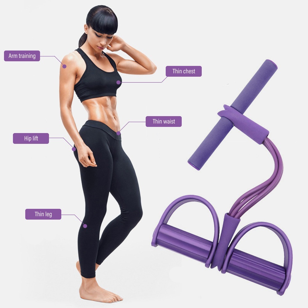 New Tension Rope Tube Puller Pedal Ankle Abdominal Tummy Exerciser Elastic Sit-Up Pull Rope Fitness Resistance Band for Home Gym Body Shaping Weight Loss & Muscle Training Equipment 91489388db963634bac68a4669b5d588