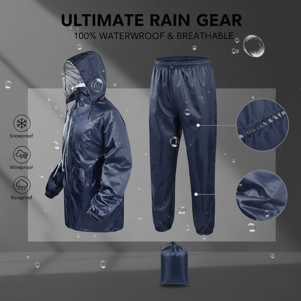 Unisex Waterproof Raincoat – Lightweight, Breathable & Packable Rain Jacket
