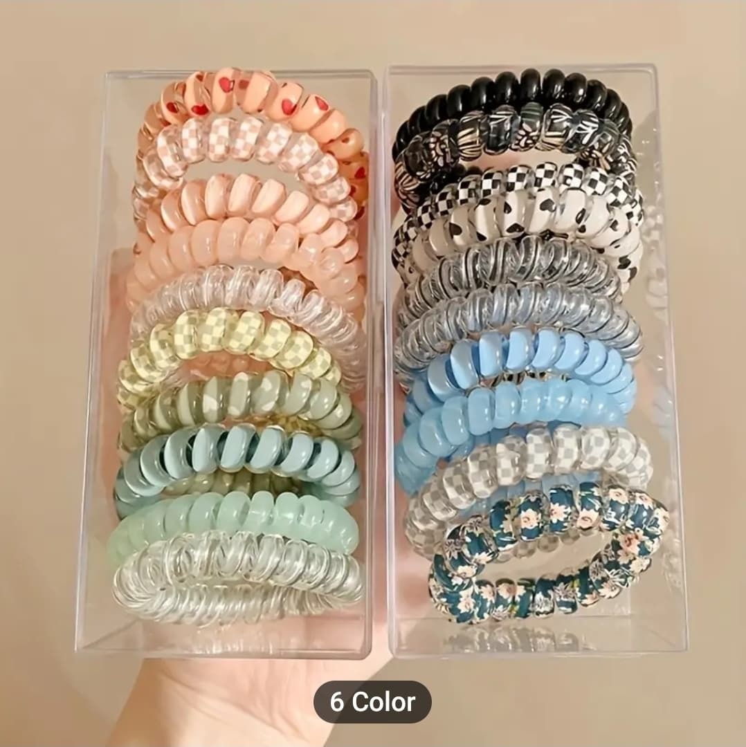 5PCS Colorful Telephone Wire Hair Ring Girls Traceless Springs Elastic Hairbands For Women Headdress Hair Ties Rubber Bands Yao Store price in Pakistan