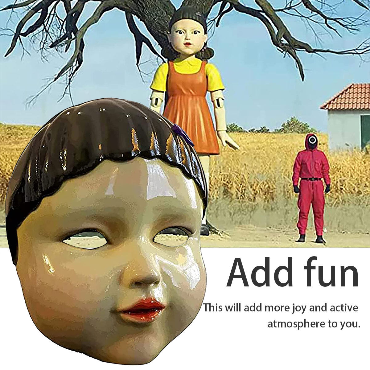 Halloween Masquerade Squid Game Doll Horror Mask Mask Wood Man Mask Korean  TV Series Cosplay Party Headdress Halloween Horror Face Mask: Buy Online at  Best Prices in Pakistan | Daraz.pk