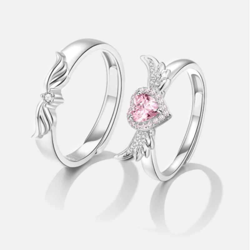 Angel Fairy Wings  Engagement Couple Ring  Promise Rings Platinum Plated Fashion for Lovers Couple Girls boys Resizable  Design Cubic Zirconia Stone Trendy  Finger Jewelry Adjustable  Perfect Gift For Anniversary Valentine Day  Party, Wedding  Daily Wear
