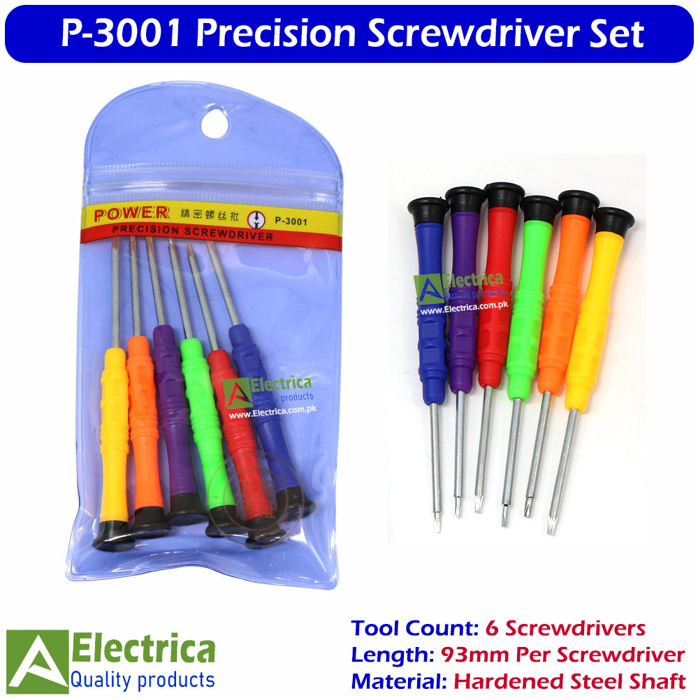 P-3001 6 In 1 Precision Screwdriver Set Mobile Phone Repair Tool Kit T5 Pentalobe Tri-Wing Phillips Flat Screwdrivers by Electrica