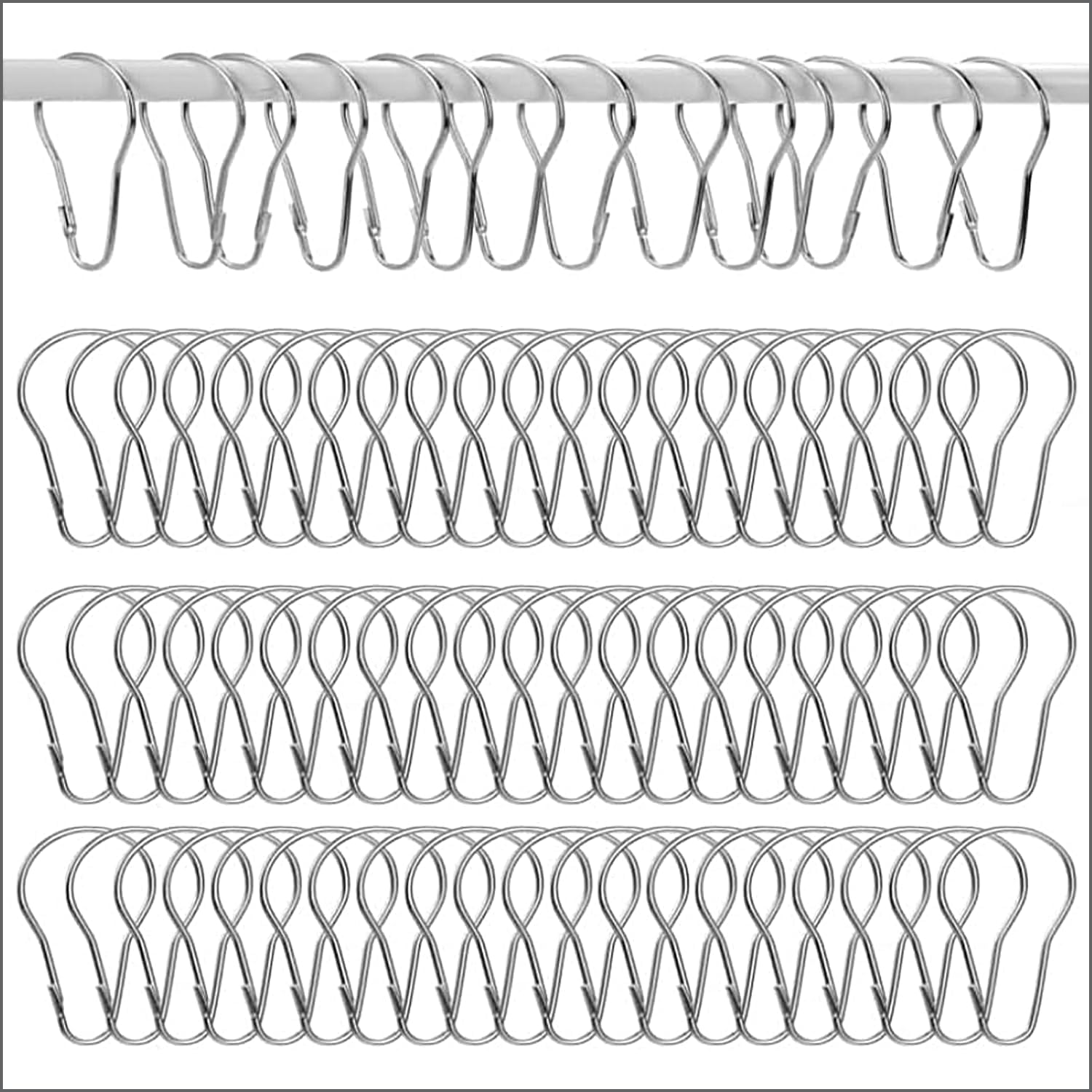 set 12/24/50/100 Shower Curtain Rings Hooks 12 Metal Shower Ring